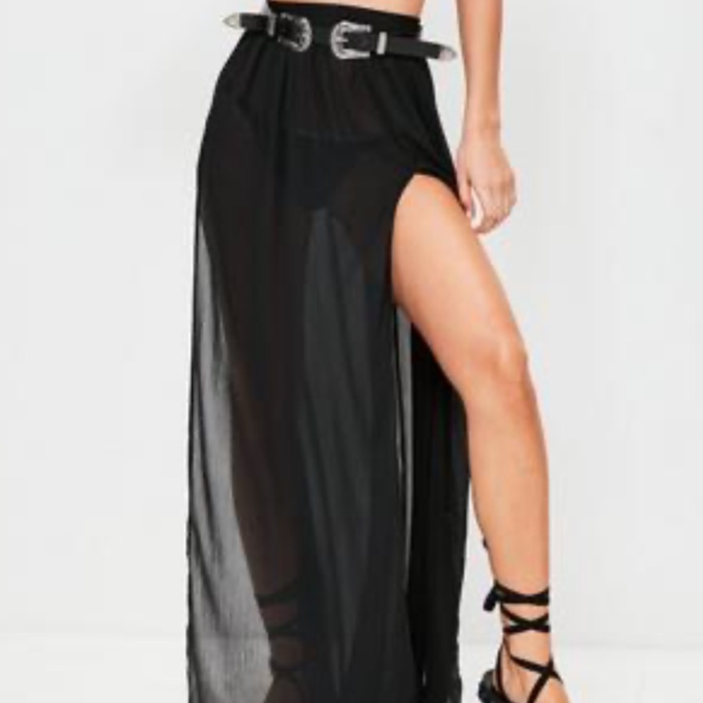 Sheer black high wasted maxi skirt